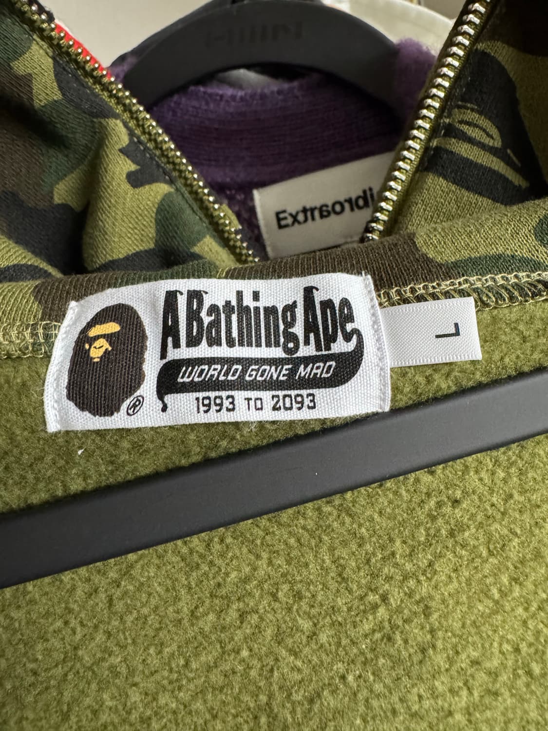 [L]베이프 PONR 퍼스트 카모 세컨드 샤크 풀 집 후드 그린 상품이미지4