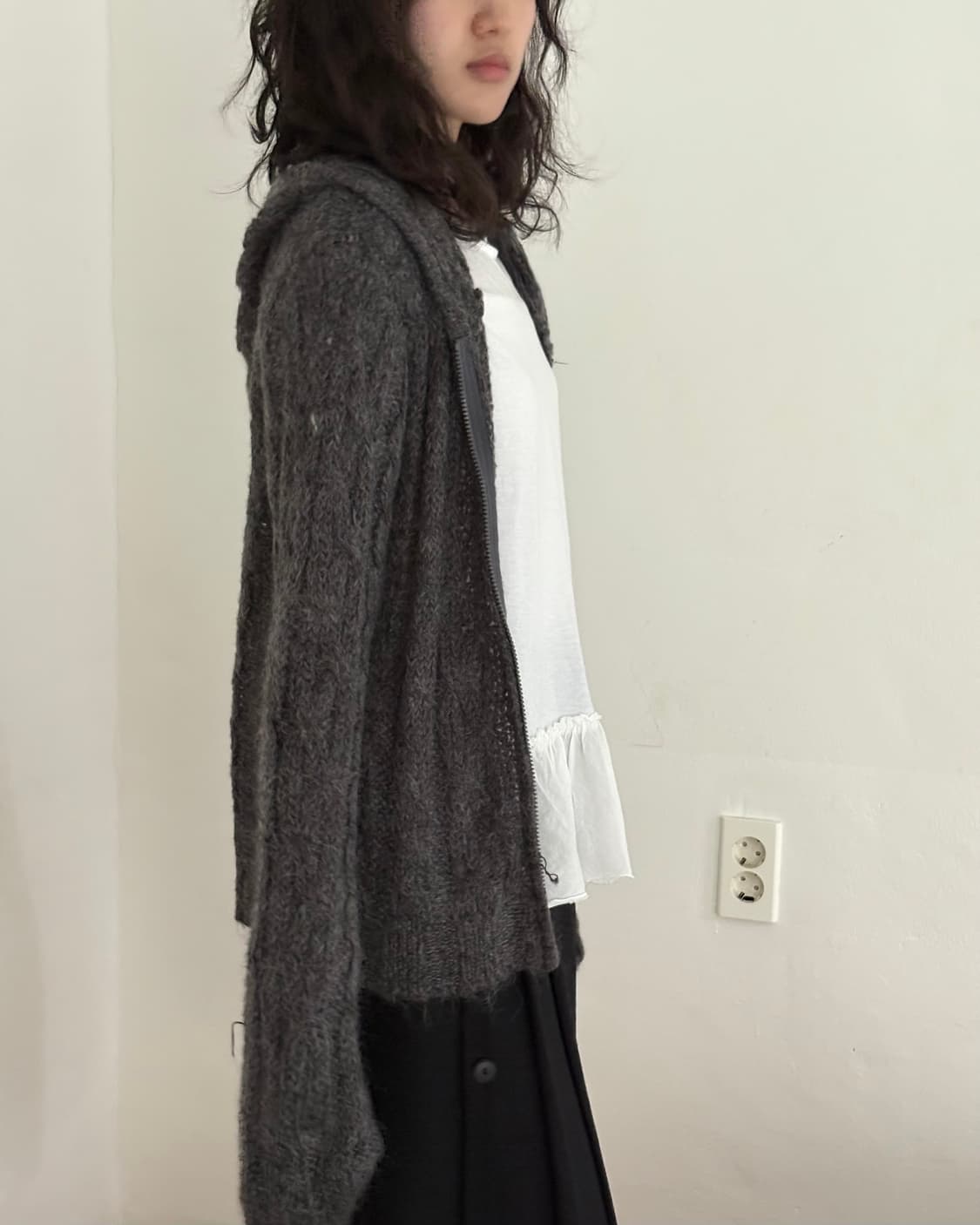 그레이 롱 니트 집업 상품이미지6