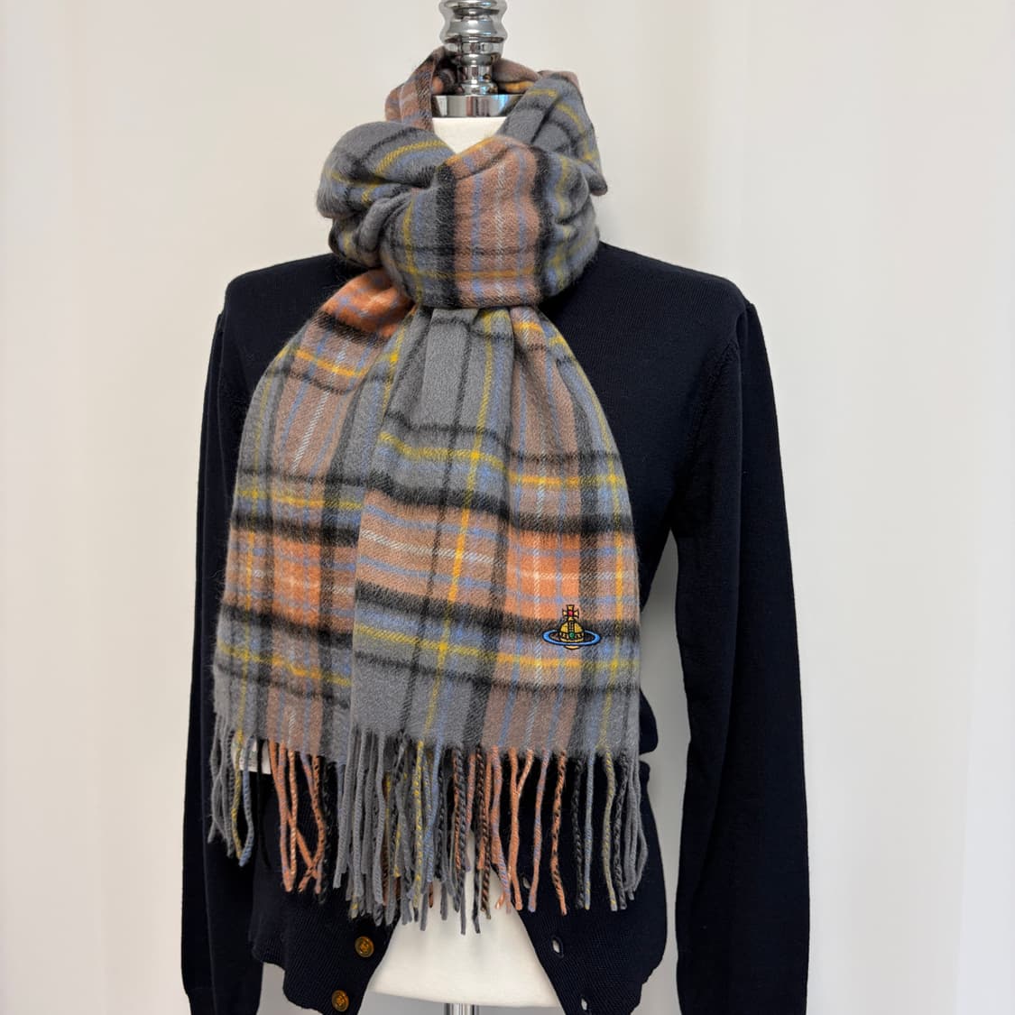 비비안웨스트우드 캐시미어 체크 머플러 새상품 상품이미지7