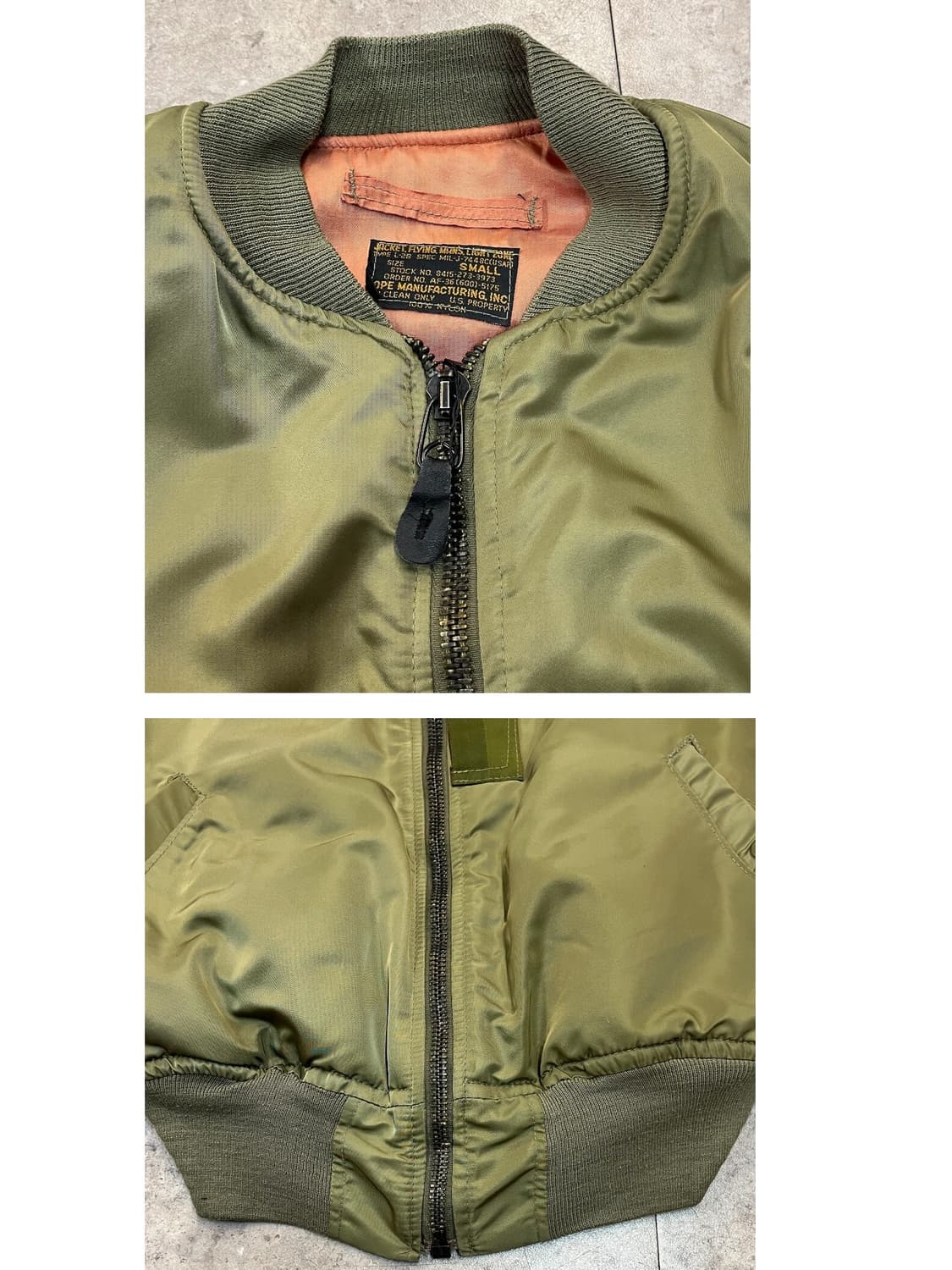 오리지날 90's usa MA1 울파일 항공자켓 S #csz1992 상품이미지3