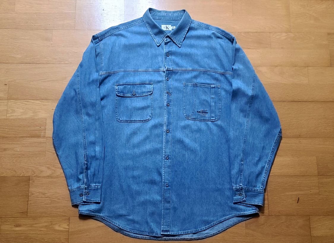Calvin Klein 90s 박시 자수 데님 셔츠 상품이미지2