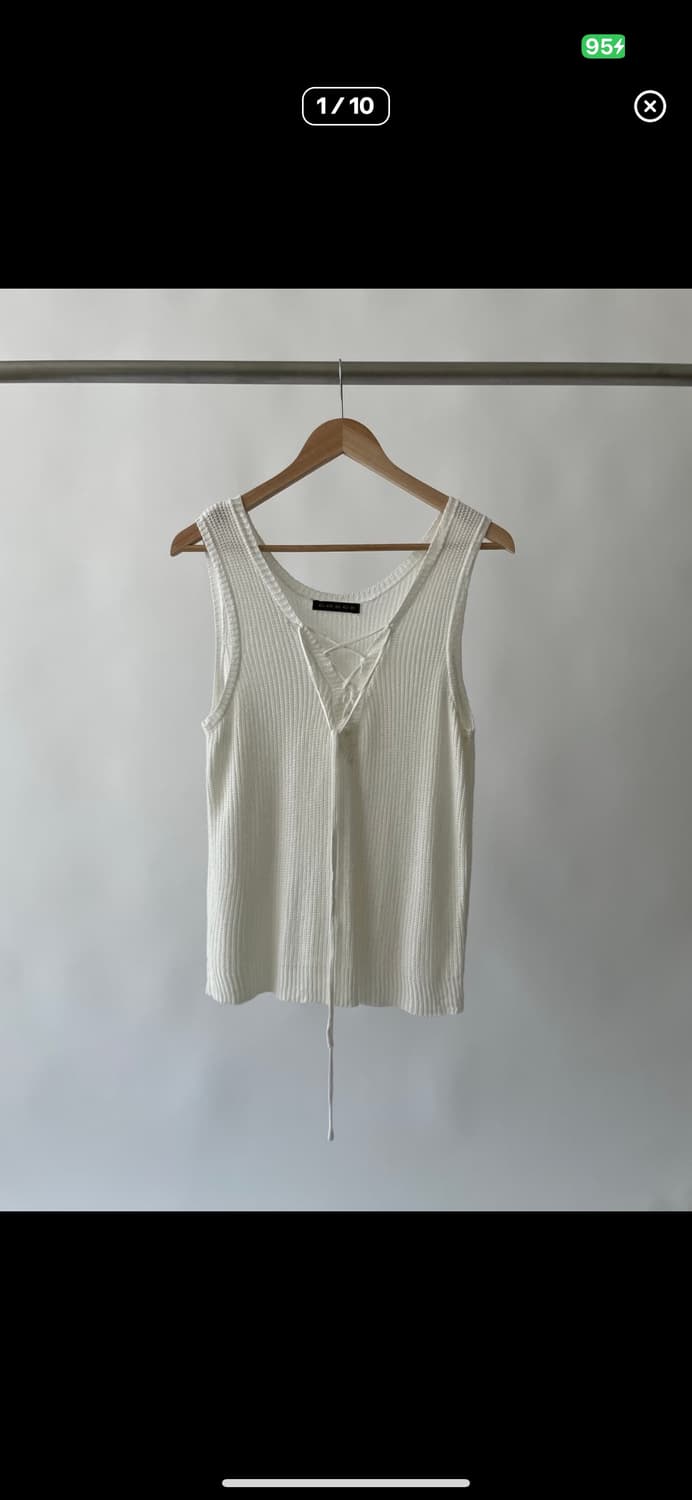 빈티지 레이스업 슬리브리스 니트 상품이미지1