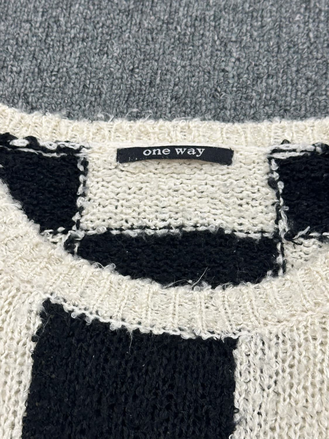 M)Japanese vintage 여성 체커보드 루즈핏 니트 스웨터 상품이미지3