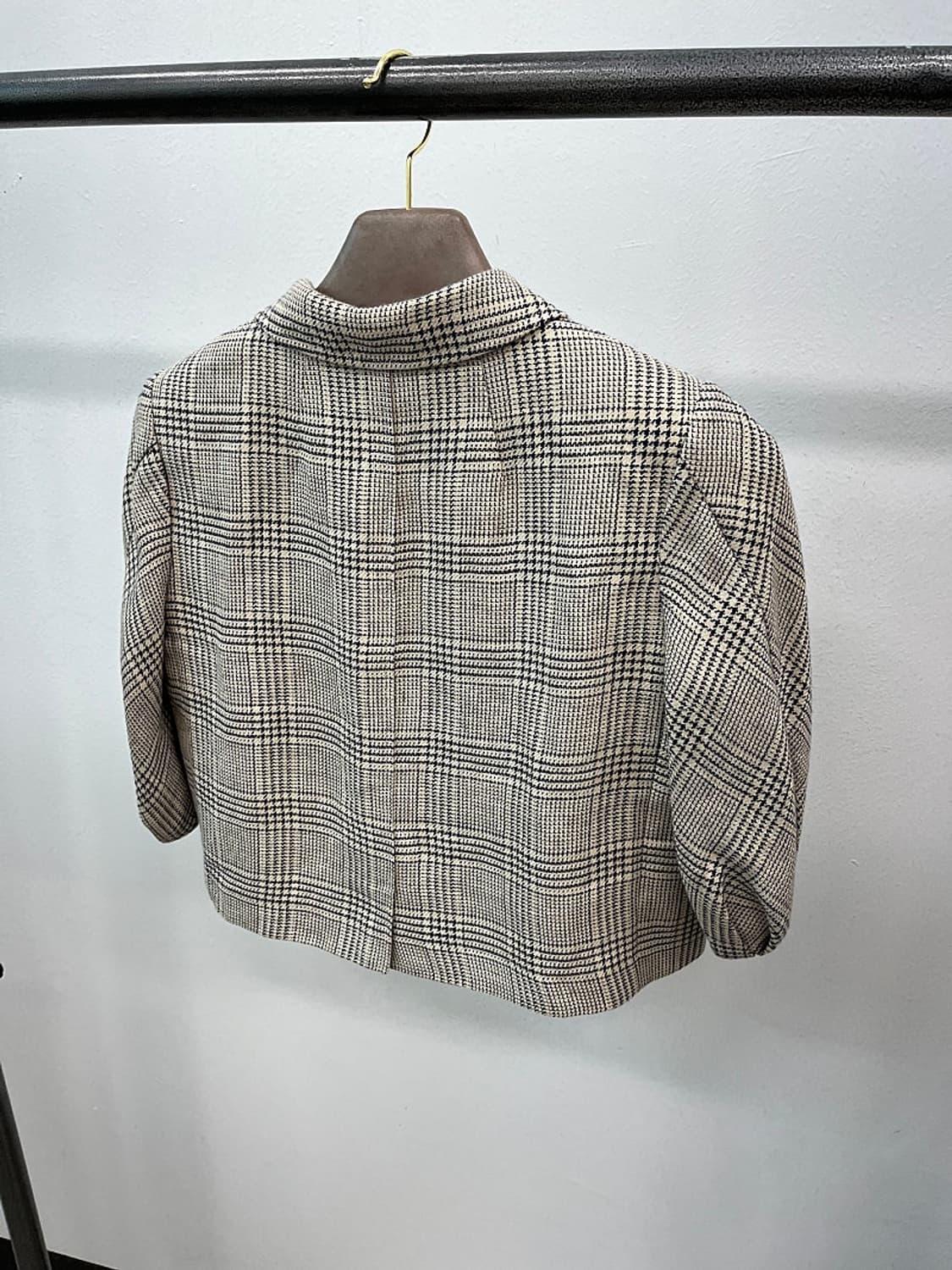 여) 마인 체크 린넨 크롭자켓 상품이미지7