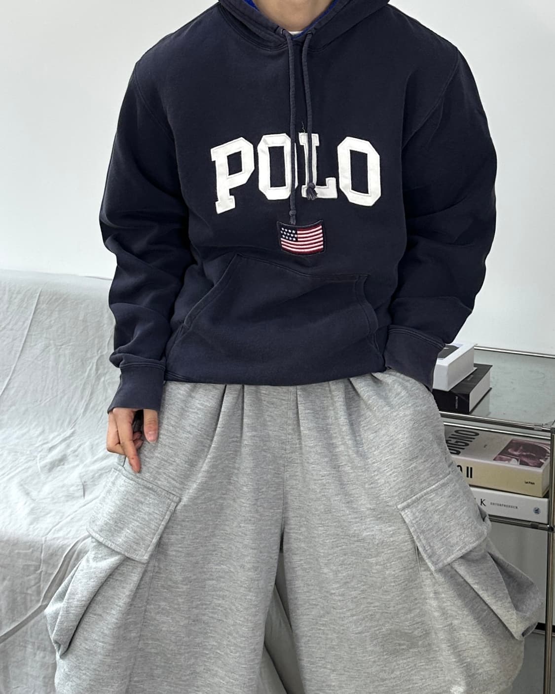 폴로 스포츠 빅로고 성조기 후드티 XL 상품이미지2