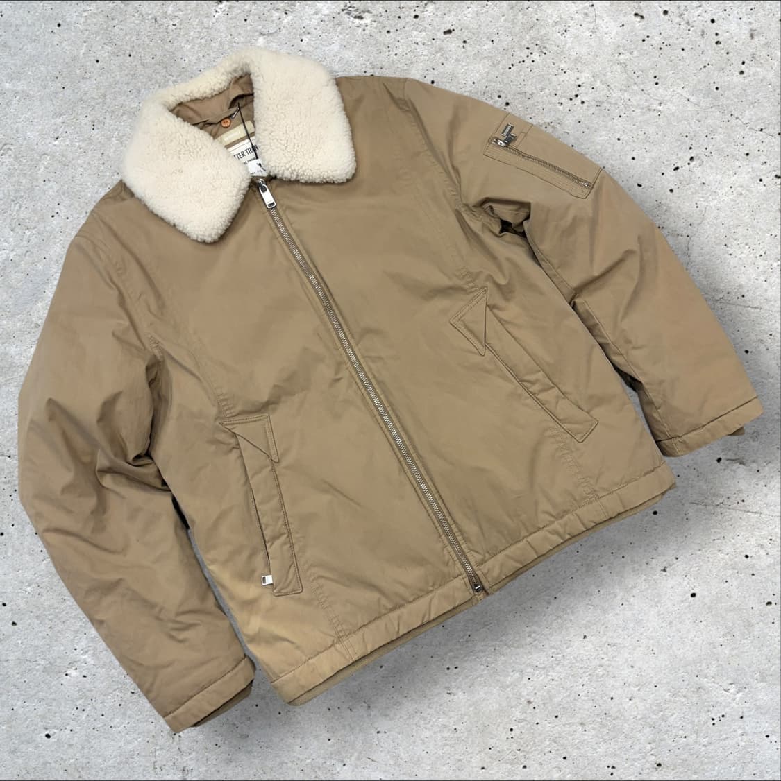 [M] 빈폴 양모 넥 퍼 베이지 봄버 다음 패딩 자켓 C606 상품이미지1