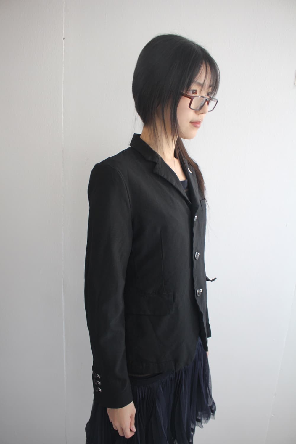 black white stitch boiled jacket 상품이미지7