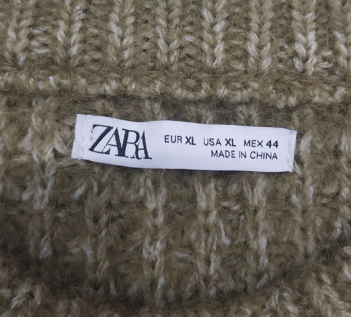 ZARA 카키 와플 니트 스웨터 XL 상품이미지3