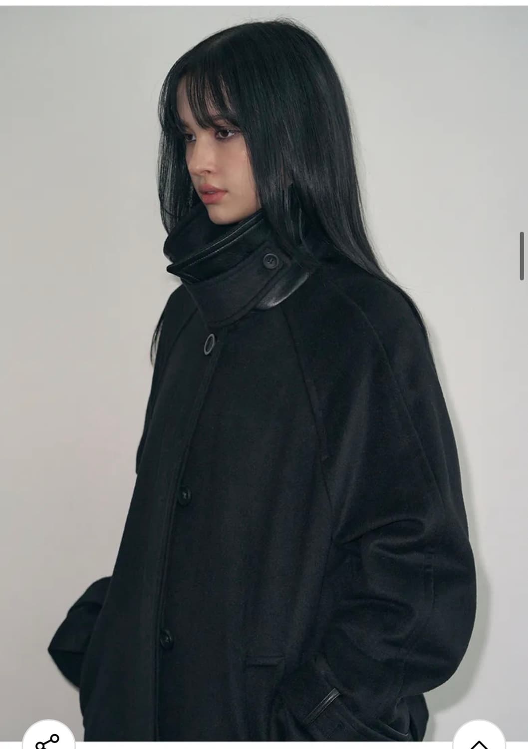 (새상품)(S) [송이송이 PICK] 레더리 캐시미어 발마칸 로브 코트 상품이미지7