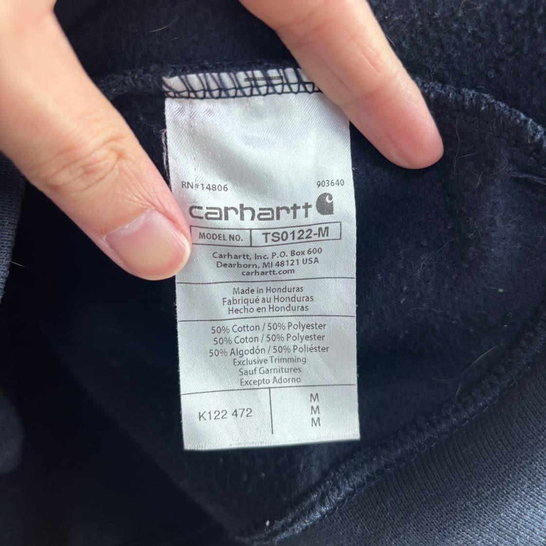 칼하트 루즈핏 미드웨이트 후드집업 네이비 상품이미지3