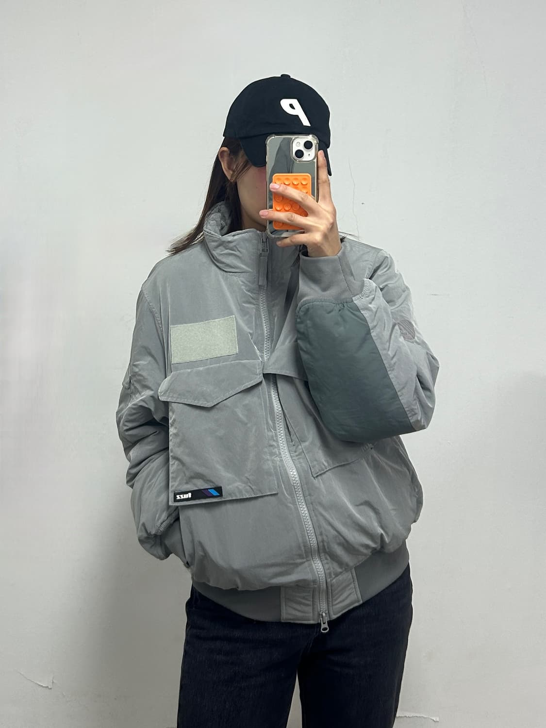 퍼즈 나일론쉘 빅포켓 누빔 봄버 자켓 그레이 상품이미지1