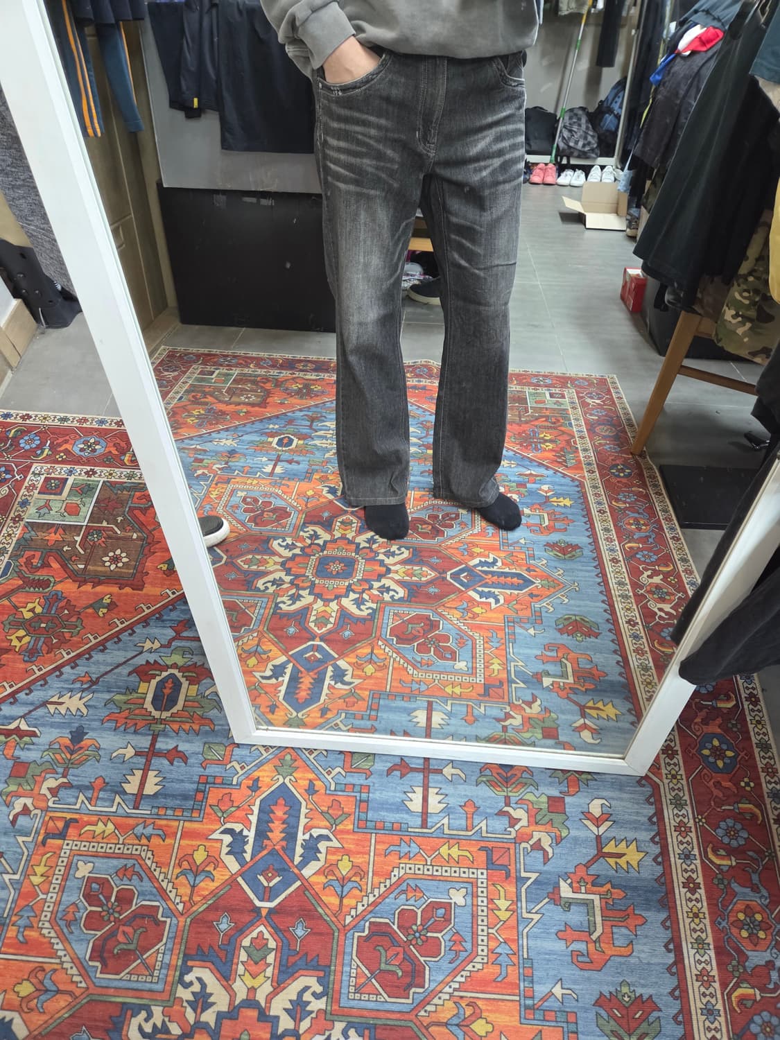 마인드브릿지 빈티지워싱 그레이 부츠컷 데님팬츠 33 상품이미지6