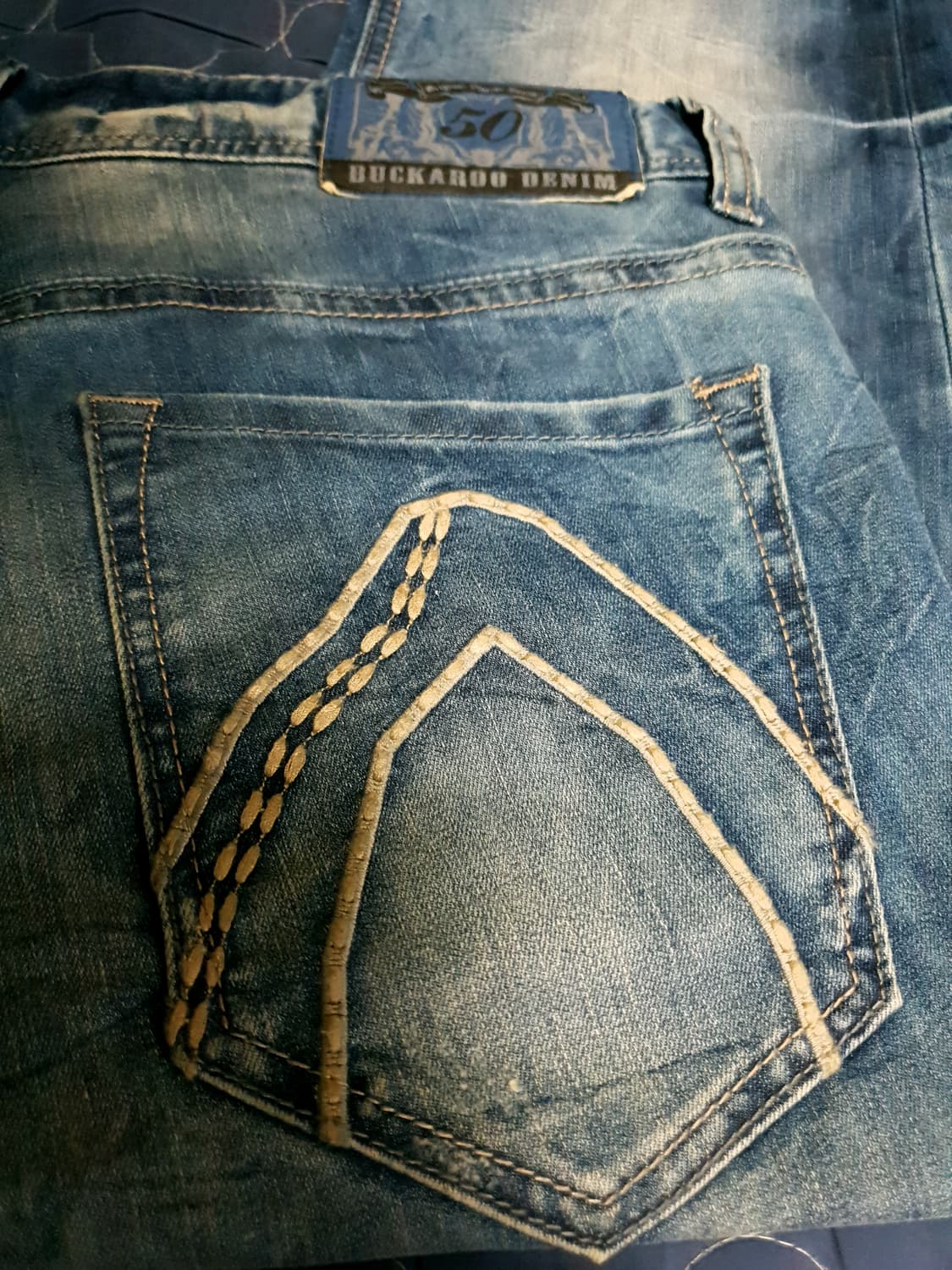 (빈티지) 버커루 진스 에이징 워싱 스판 슬림 스트레이트 데님진 (32) 상품이미지4