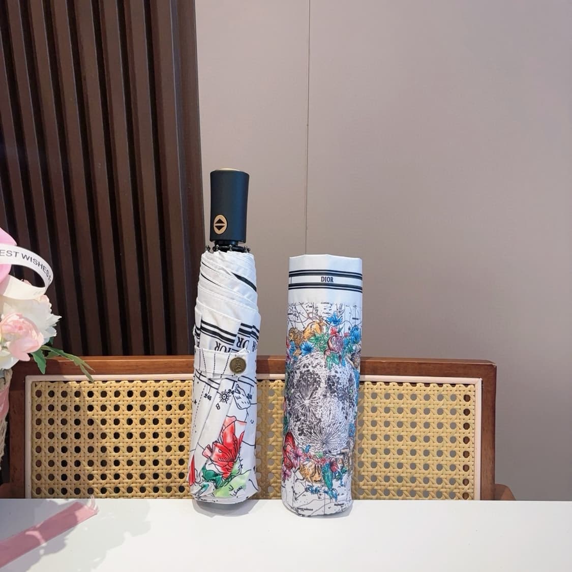 크리스탈 디올 3단 4계절 양산겸 우산 화이트  상품이미지2