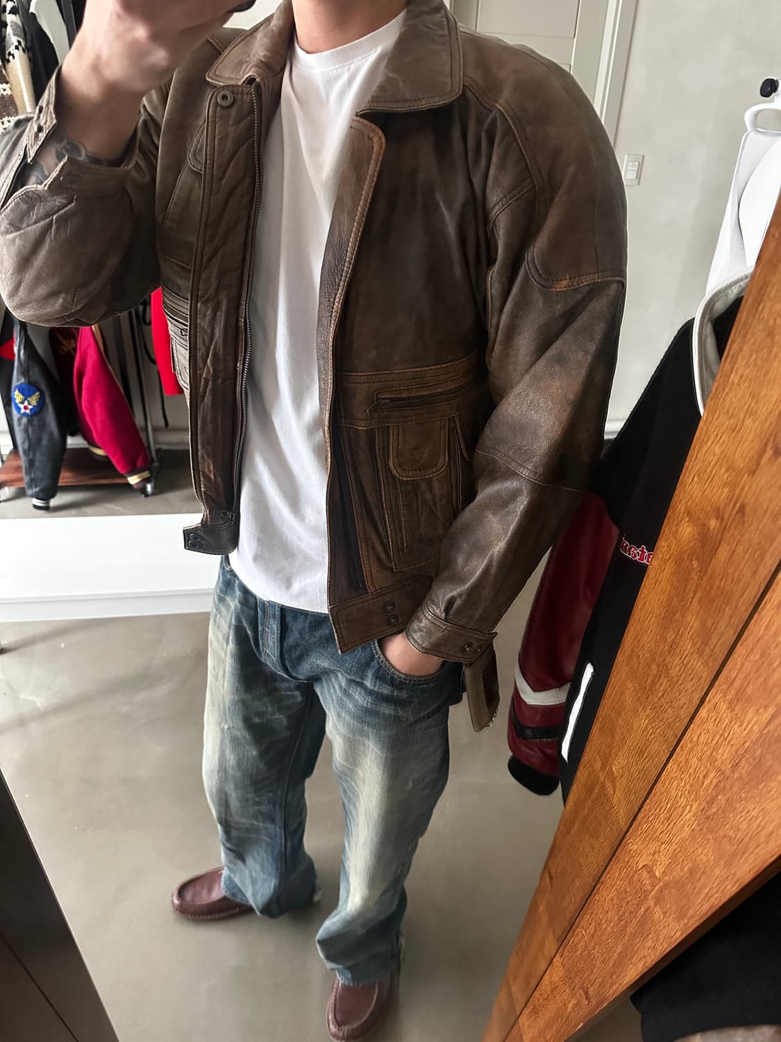 재패니즈 멀티 포켓 레더자켓 상품이미지1