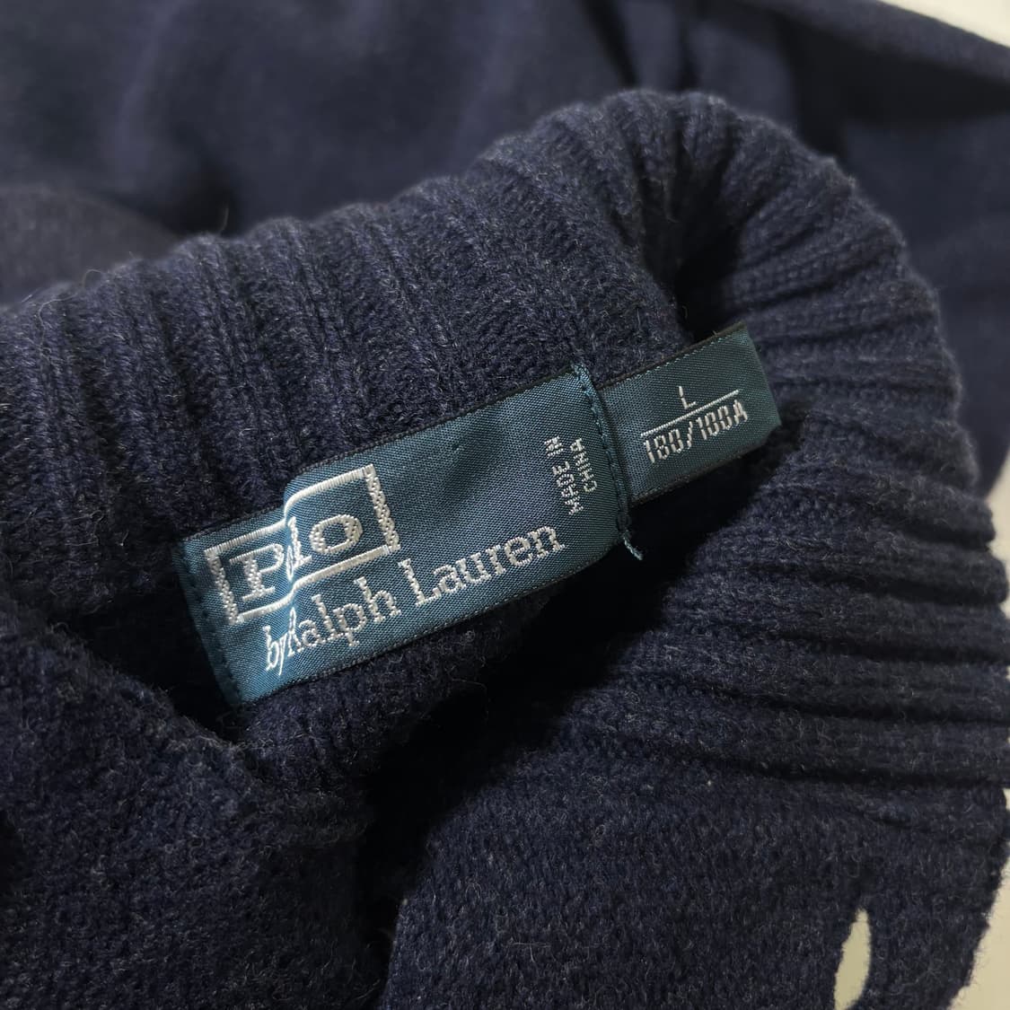 100 L 폴로랄프로렌 네이비 모100% 어깨패치 헨리넥니트 상품이미지6