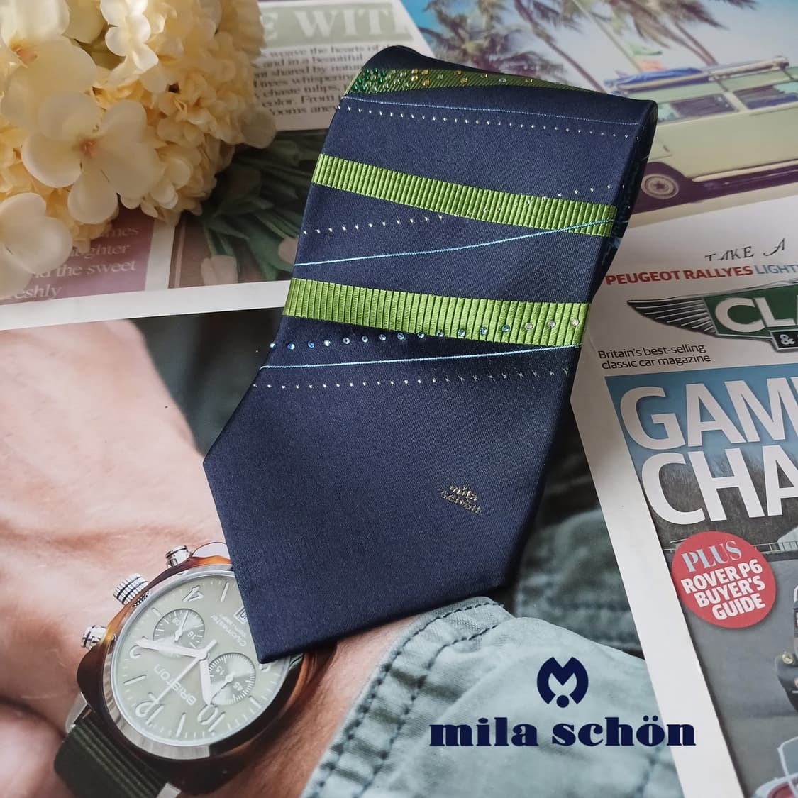 밀라숀 실크 네이비 스트라이프 넥타이 9.2cm A+등급 A19375
 상품이미지2