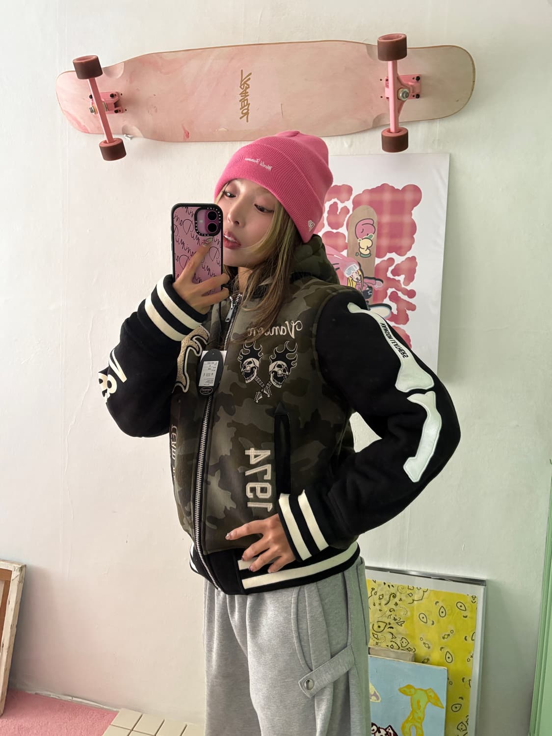 x AAO crop varsity jacket 크롭 바시티 자켓 상품이미지4