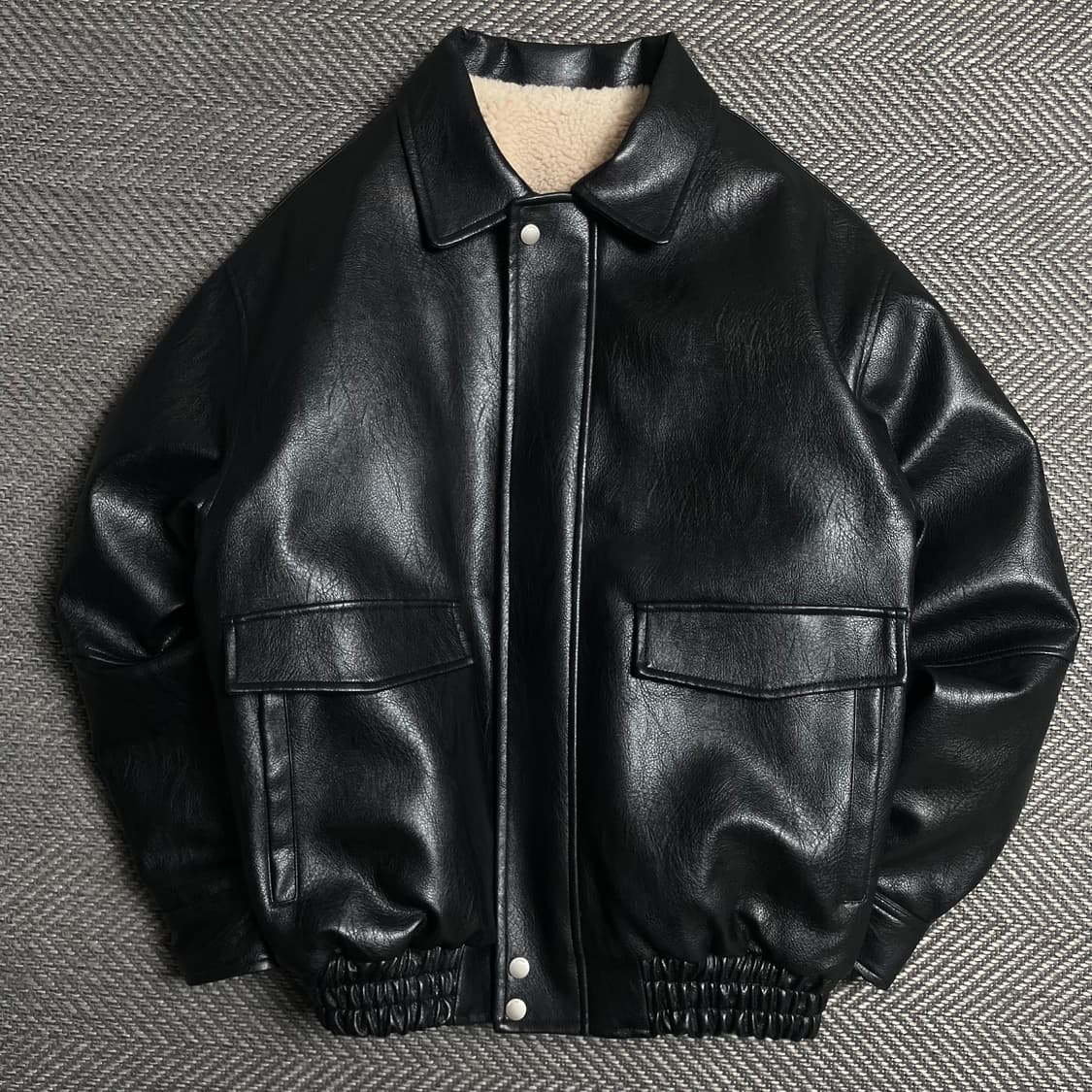라퍼지 스토어 미니멀 봄버 레더 자켓y 5390 상품이미지2