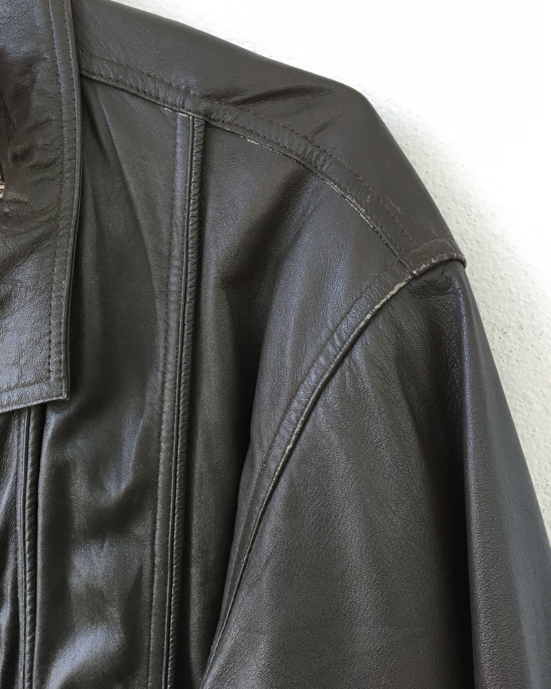 Brown leather bomber jacket 상품이미지6