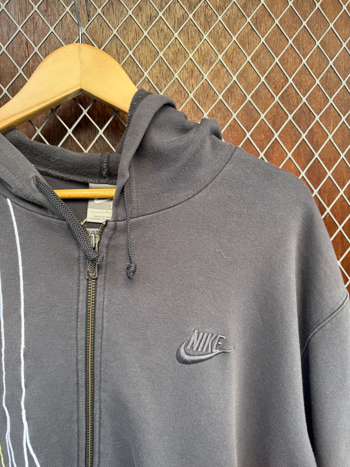 나이키 빈티지 그레이 라인 패턴 자수 포인트 후드집업 XL 상품이미지2
