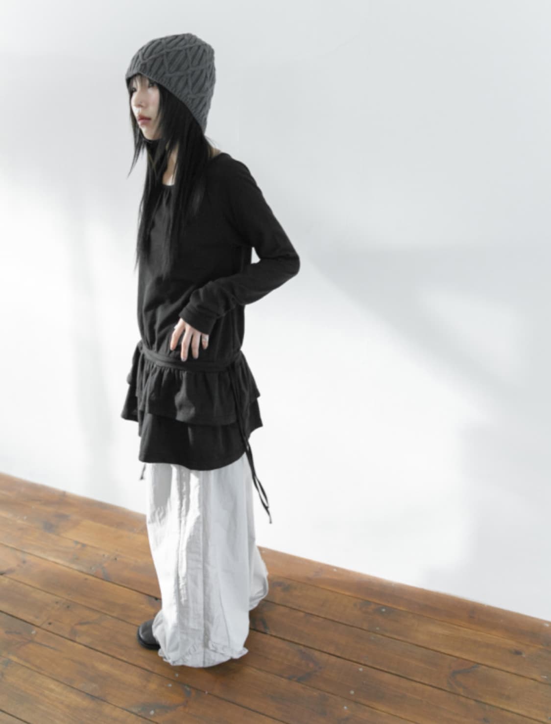 프릴 스커트 셔링 롱 탑 상품이미지6