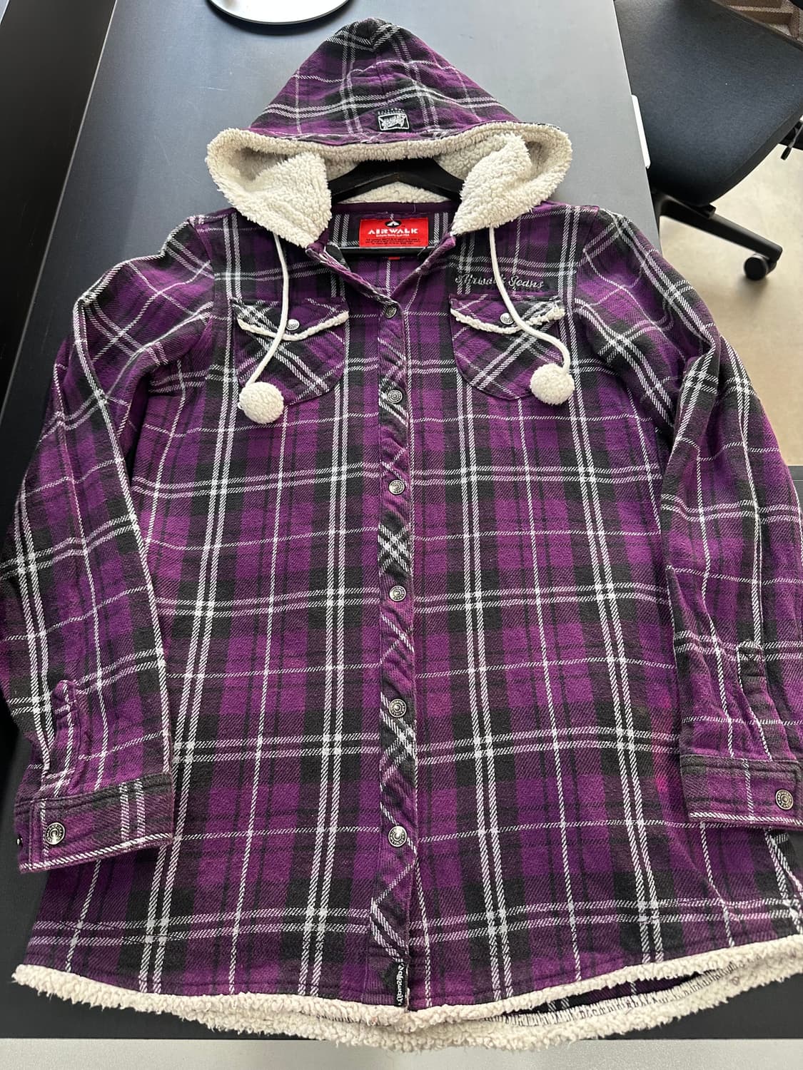 빈티지 폼폼이 체크 후드셔츠자켓 상품이미지5