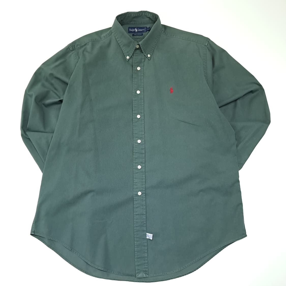 CL683 XL 폴로 90s 코튼 레드포니 세이지그린 셔츠 남방 상품이미지1