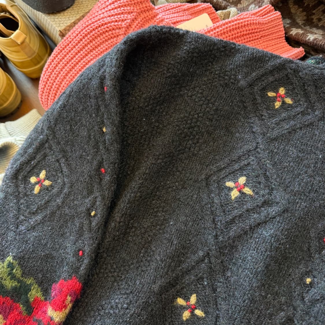 엘엘빈 퓨어뉴울 플로럴 니트 스웨터 L 상품이미지3