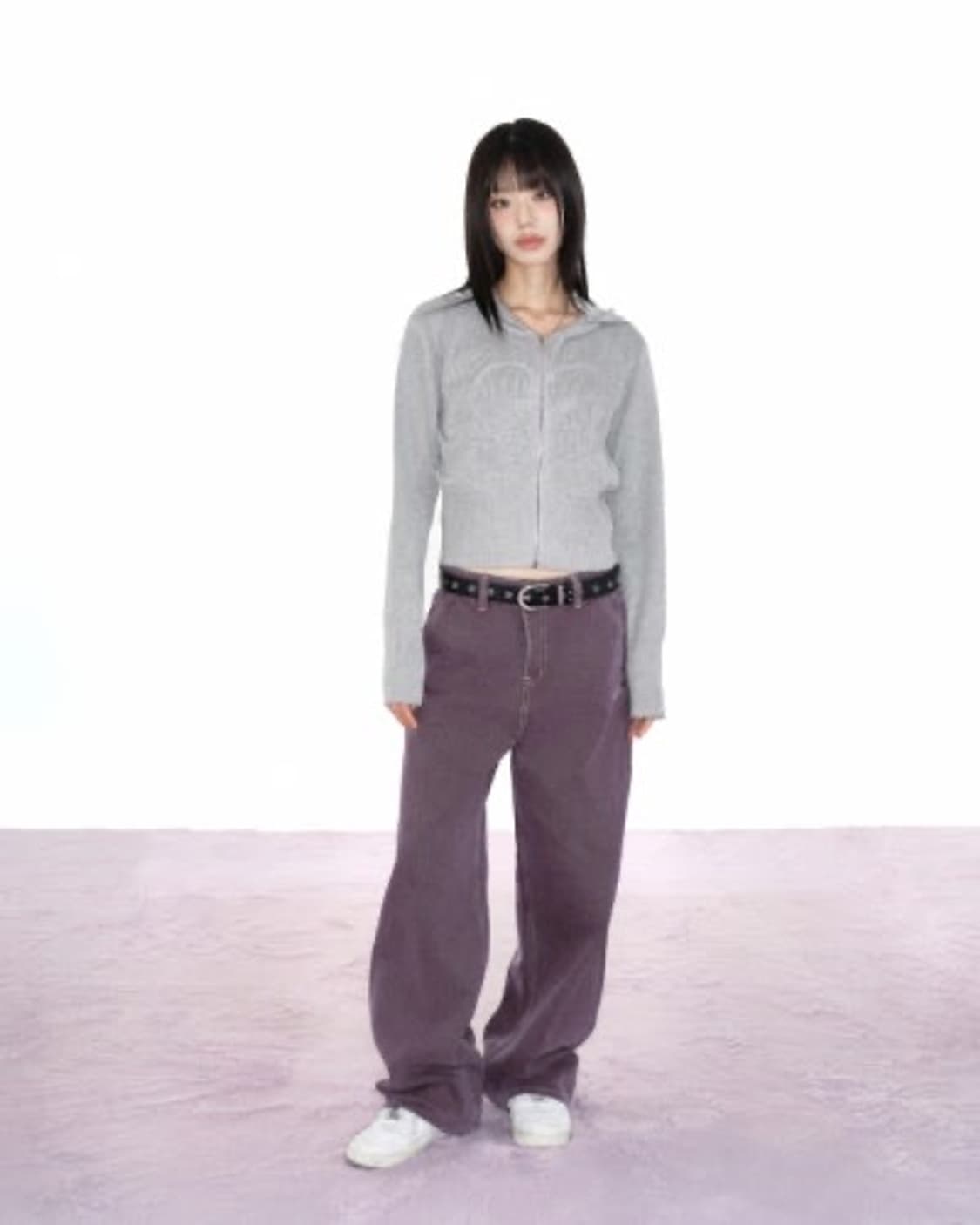 애즈온 니트 후드집업 (그레이) 상품이미지1