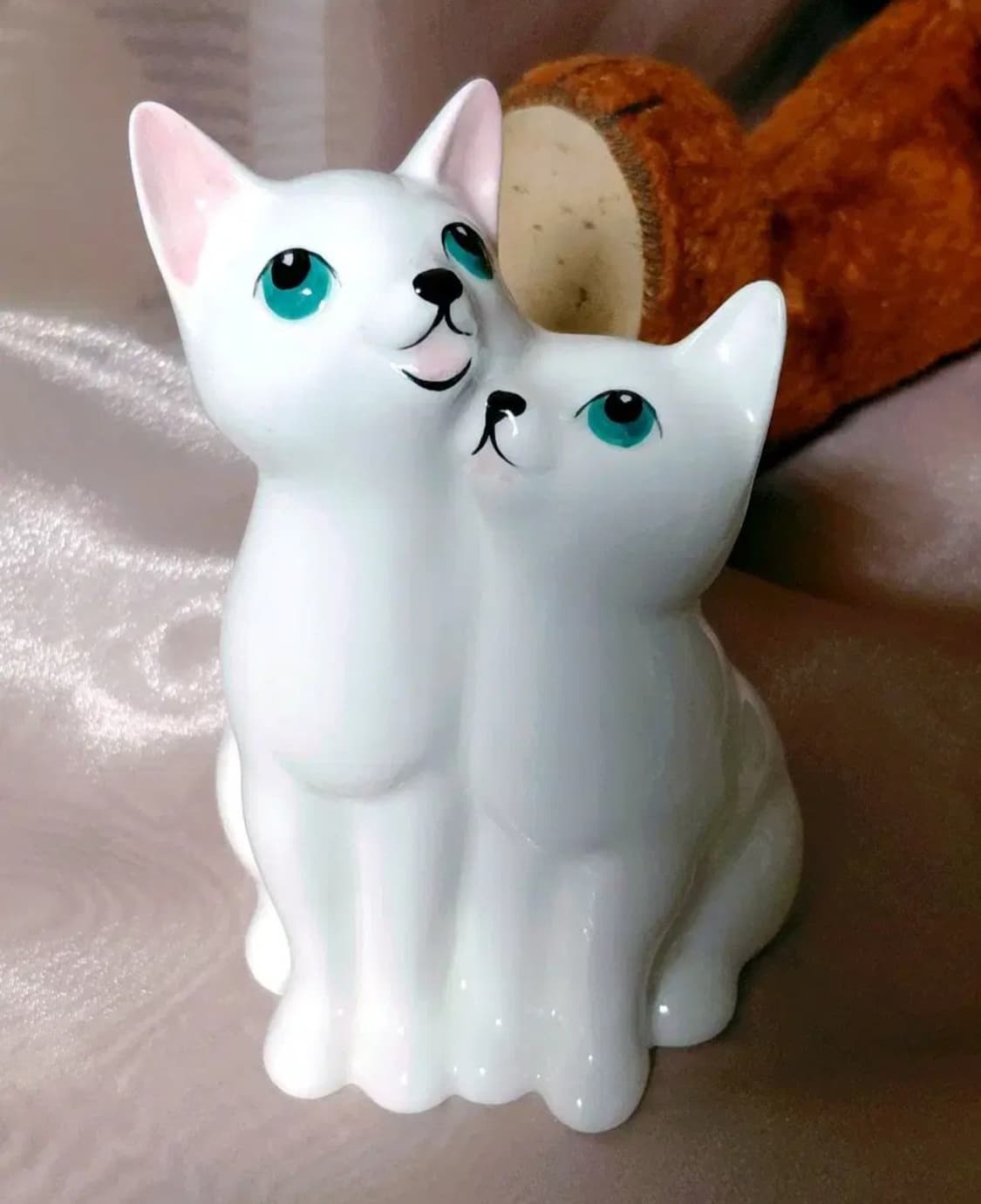Vintage )두마리 고양이 도자기 장식품 상품이미지2