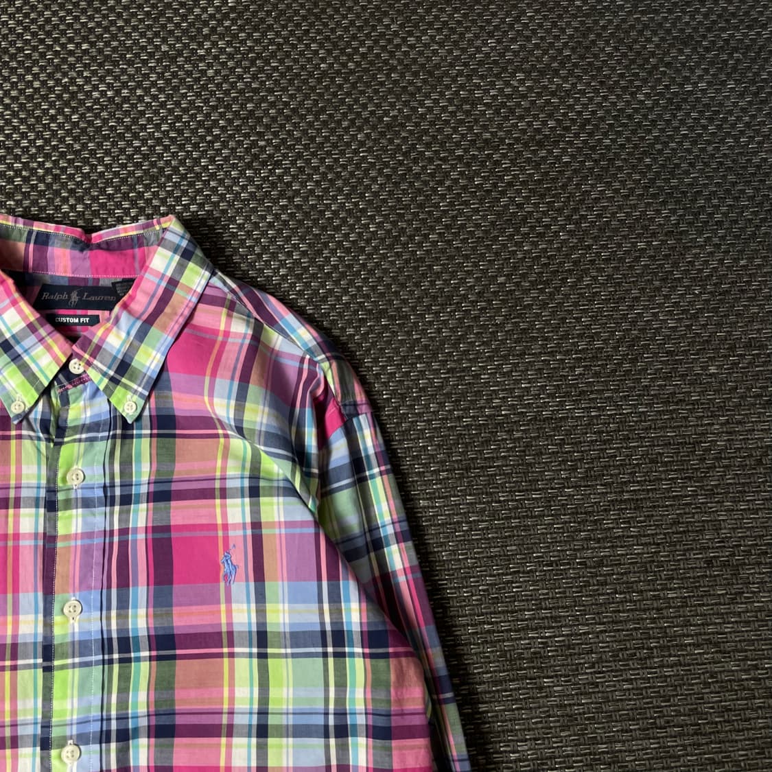폴로랄프로렌 핑크 그린 블루 멀티 배색 체크 긴팔 셔츠 커스텀핏 XL 상품이미지3