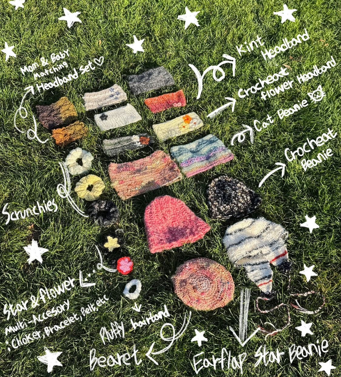 손뜨개 헤어밴드/비니/곱창 세트 상품이미지1