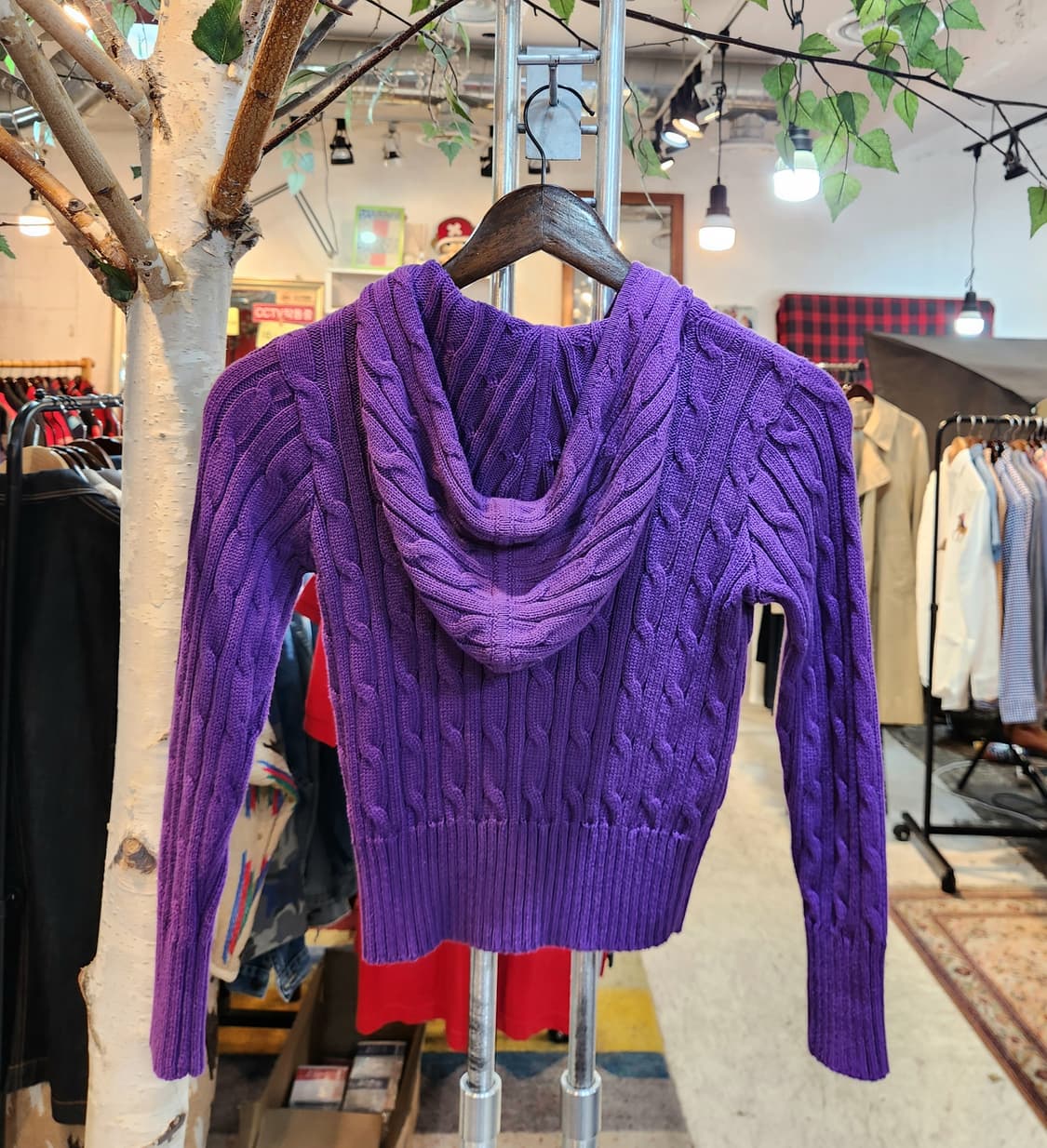 랄프 로렌 후드 꽈배기 크롭 니트  집업 상품이미지7