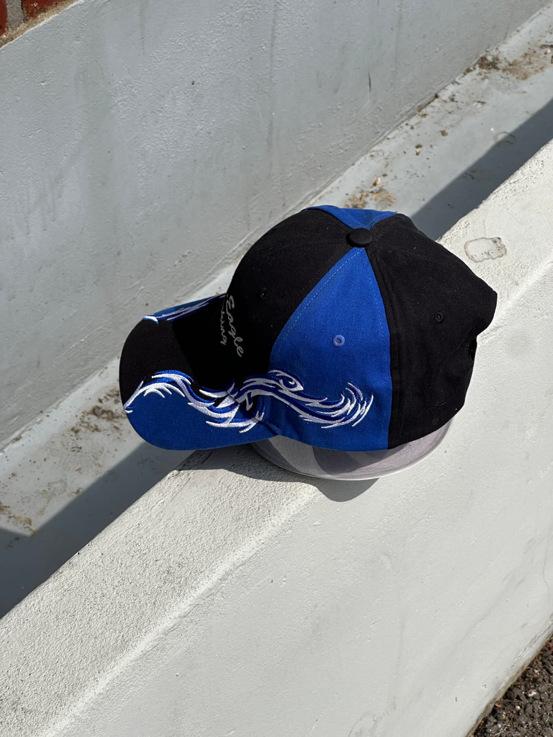 [M-L] Port Authority 블루 블랙 그래픽 빈티지 볼캡 모자 상품이미지3