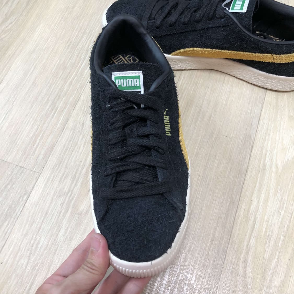 (260) 퓨마 PUMA 스웨이드 빈티지 헤어리 스웨이드 블랙 옐로우 상품이미지5