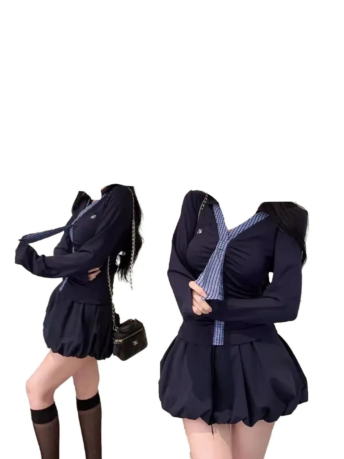 Y2K 하이틴 셋업 플래피룩(상+하의 세트) 상품이미지3