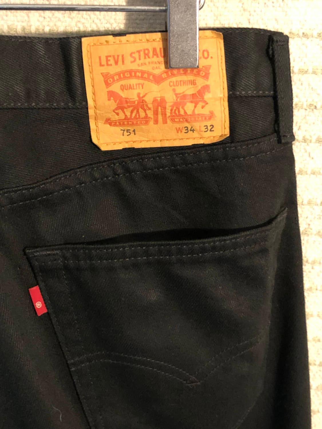 리바이스 751 세미 와이드 스트레이트 흑청 데님 블랙진 34x32 상품이미지3