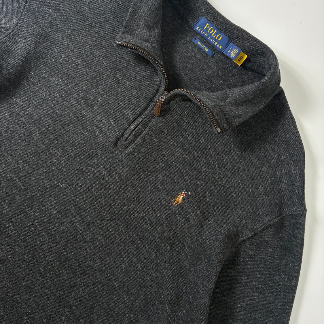 Polo  폴로 랄프로렌 신형 자수 에스테이트립 차콜 반집업 니트  상품이미지3