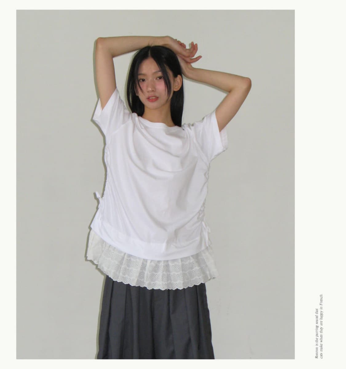TORCHON LACE SHIRRING LAYERED LONG T  상품이미지1