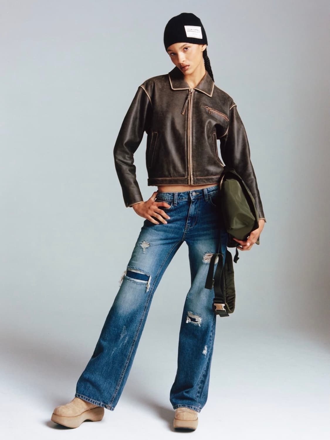 더오픈프로덕트 리얼레더 바이커 자켓 상품이미지2