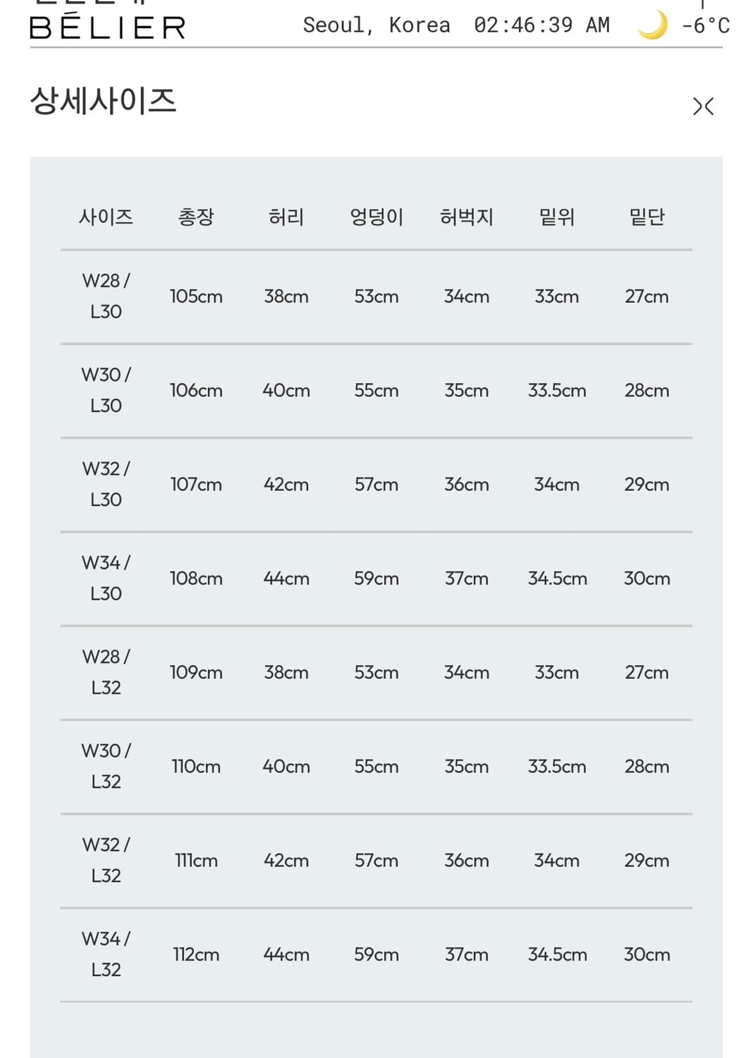 벨리에 트루 와이드 데님 팬츠 - 로우 인디고 W34/L30 새상품 상품이미지2