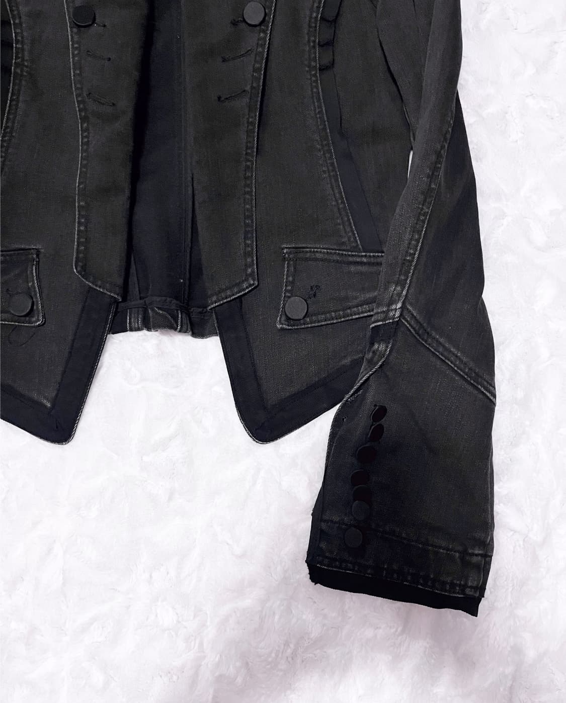 빈티지 카라 단추 흑청 블랙 자켓 상품이미지3