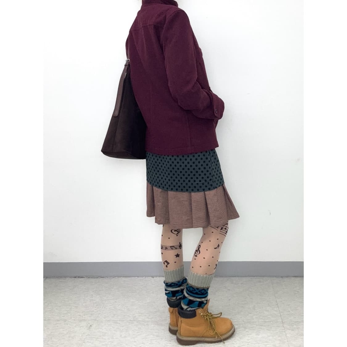 빈티지 버건디 플럼 락시크 하프 코트 상품이미지4