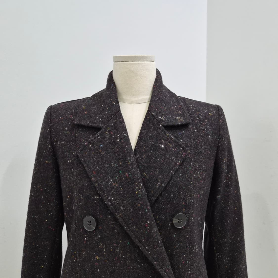 theory 울 실크 캐시미어 혼방 브라운 멀티컬러 더블 코트 상품이미지4