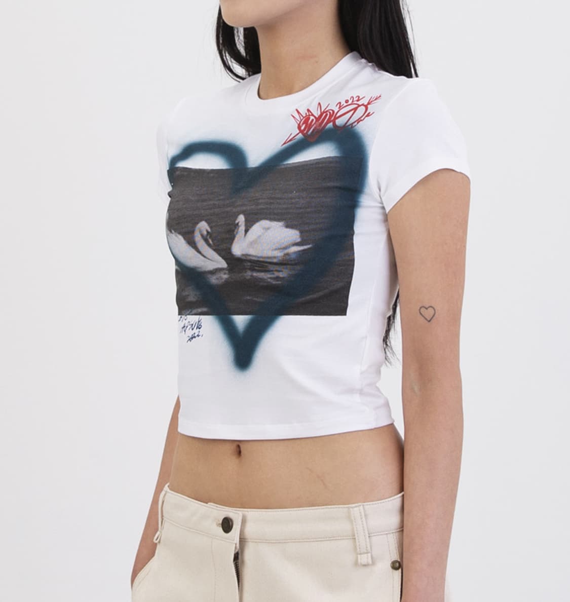 더오픈 프로덕트 크롭티 LOVE BABY T-SHIRT-WHITE 상품이미지2