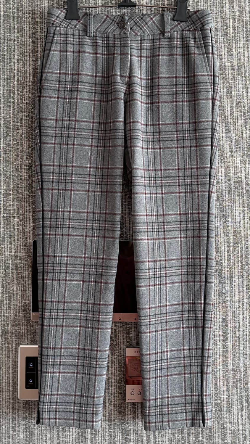 임페리얼 골프 그레이 체크 스트레치 슬랙스 여성 바지 기모 팬츠 상품이미지1