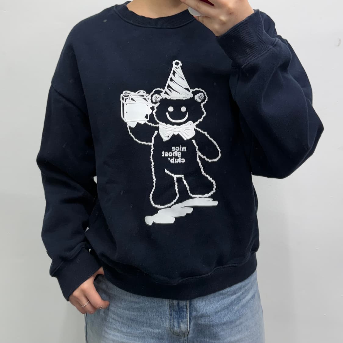 [M] 나이스고스트클럽 네이비 맨투맨  상품이미지1