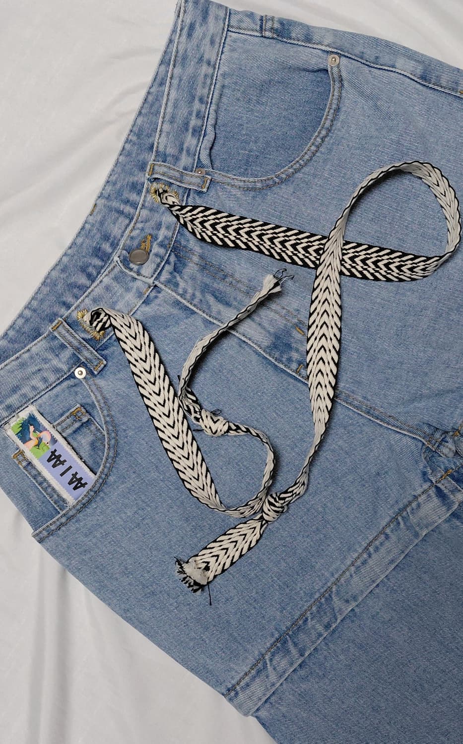 위우(₩I₩) 디태처블 그래픽 데님 팬츠 (2WAY 연출) 상품이미지1