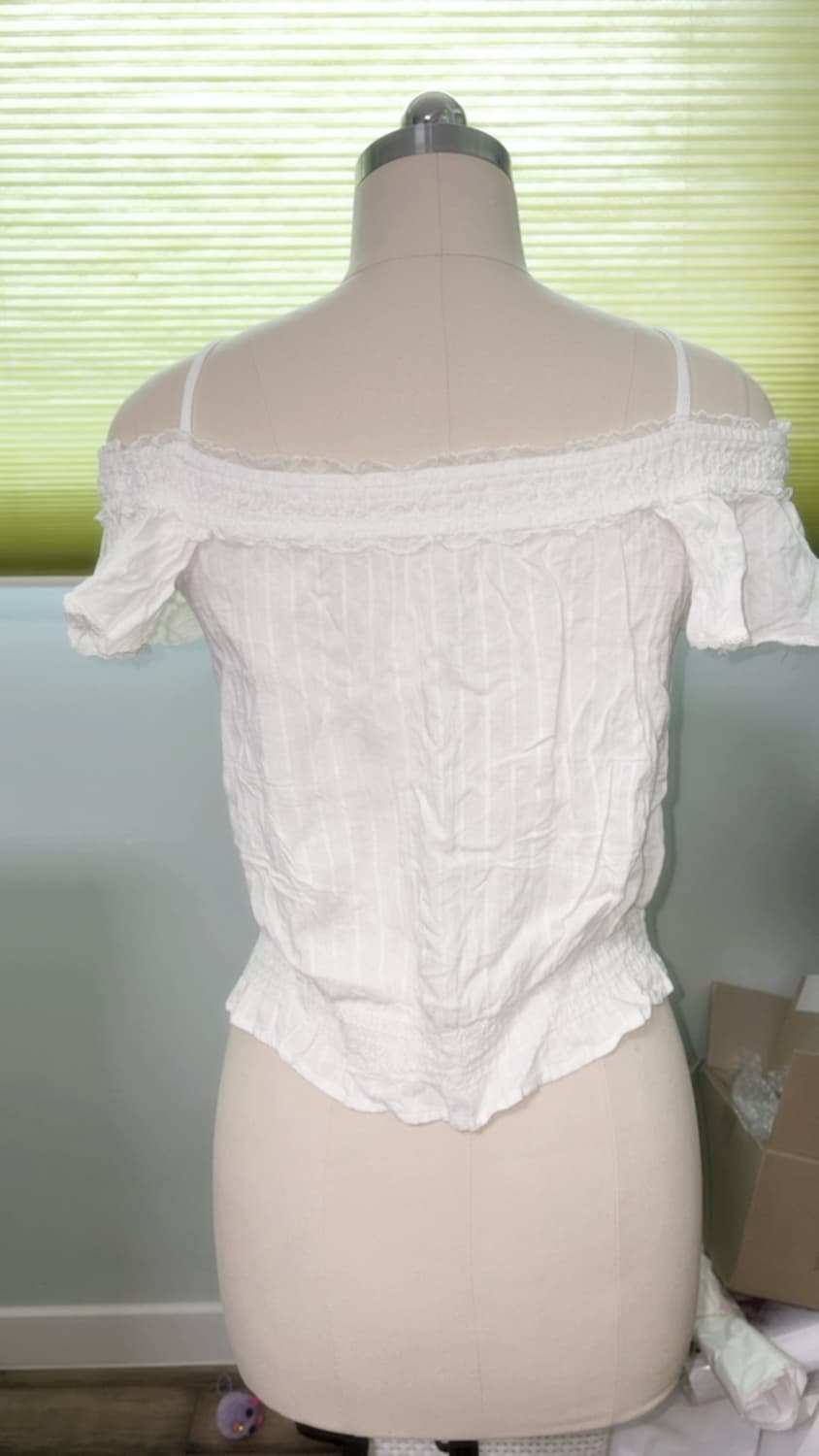 화이트 모리 자수 레이스 오프숄더 탑 일본 빈티지 상품이미지3